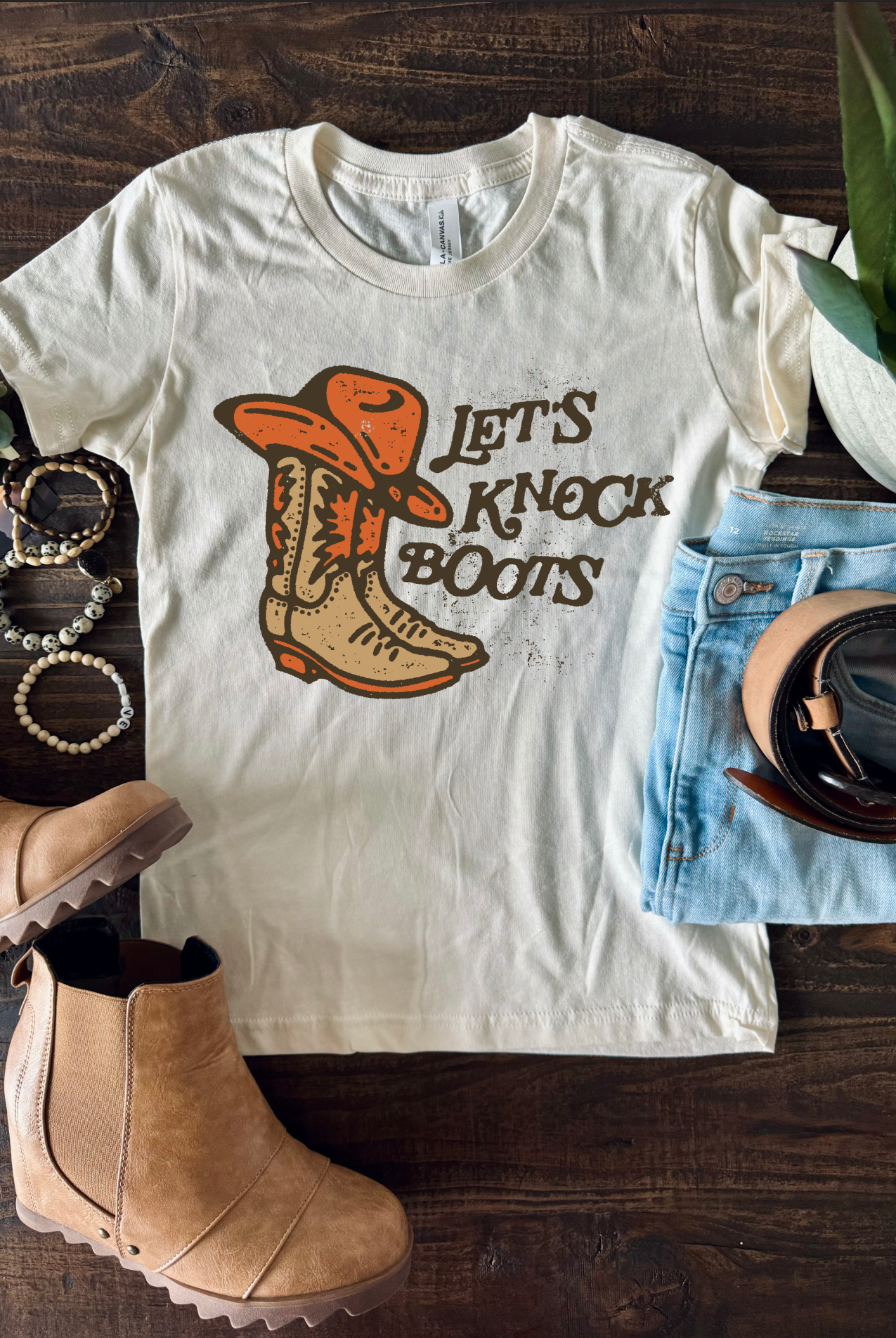 Vintage Country western graphic tee with Let's Knock Boots on it.