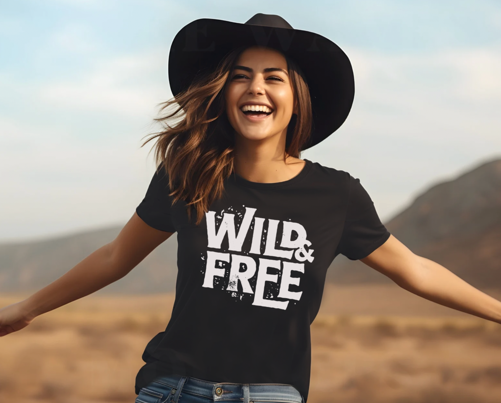 Wild and Free Vintage Country Western Girl Unisex TShirt in Charcoal.