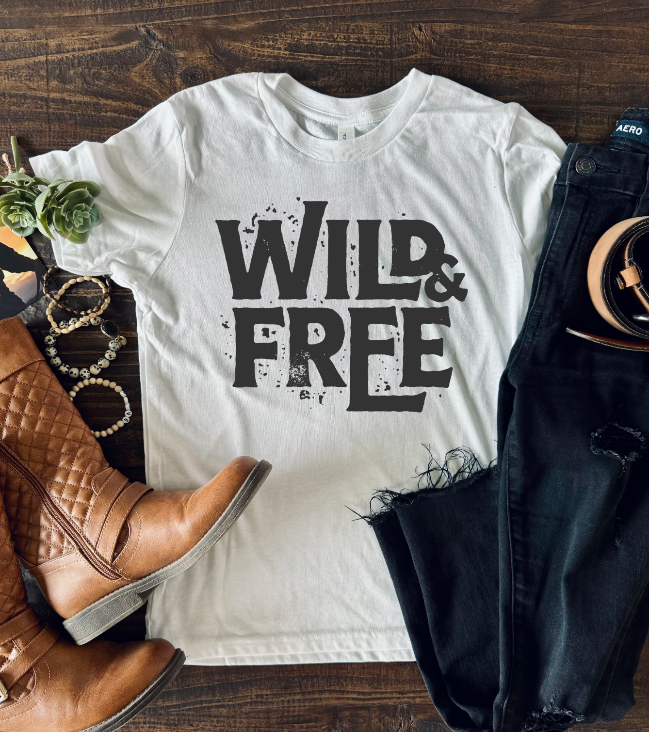 Wild and Free Vintage Country Western Girl Unisex TShirt in White.