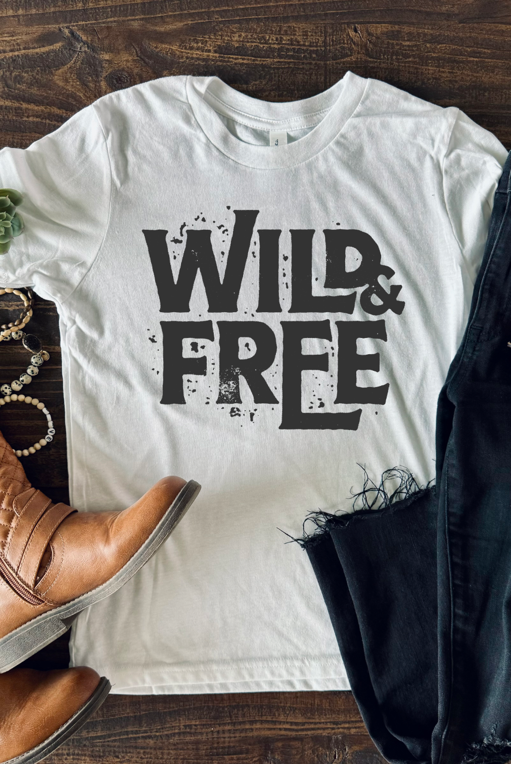 Wild and Free Vintage Country Western Girl Unisex TShirt in White.