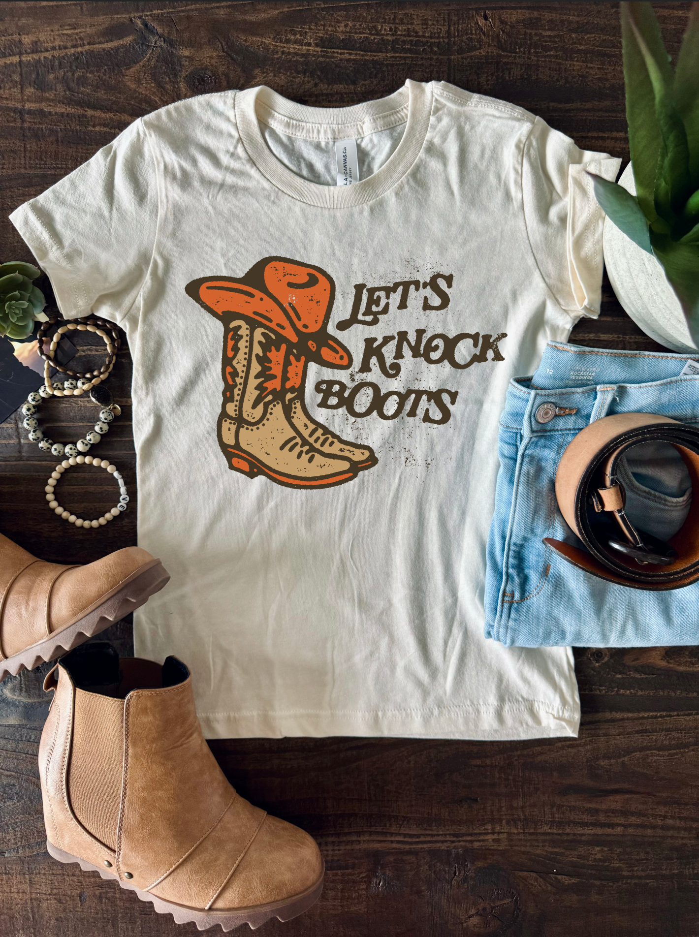 Vintage Country western graphic tee with Let's Knock Boots on it.