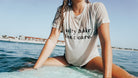 Salty Hair Don't Care super soft beach shirt for summer. Beach girl, ocean girl shirt. Bella and Canvas unisex shirt in Cement Color.