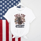 Funny 4th of July Americana Shirt. Chill the 4th Out handmade on a soft Bella and Canvas shirt. Shirt color is white.