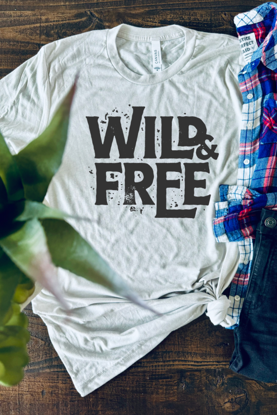 Wild and Free Vintage Country Western Girl Unisex TShirt in Cement.