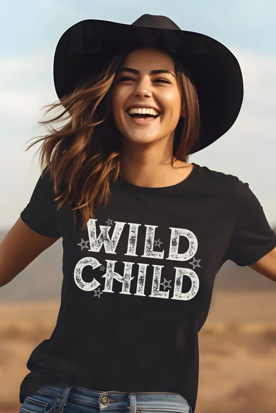Wild Child Vintage Country Western Unisex Tshirt on Bella and Canvas Shirt in Charcoal.