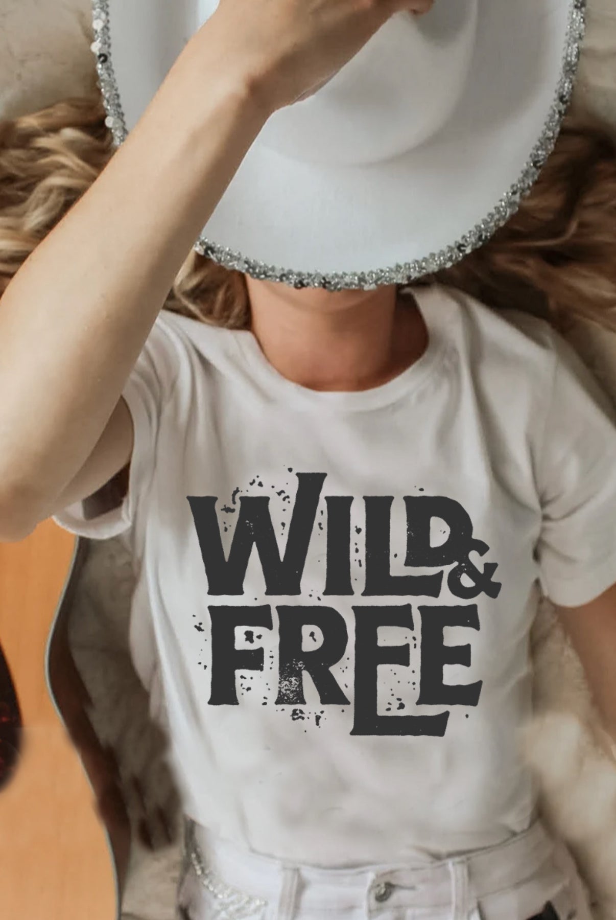 Wild and Free Vintage Country Western Girl Unisex TShirt in Cream.
