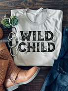 Wild Child Vintage Country Western Unisex Tshirt on Bella and Canvas Shirt in Tan.
